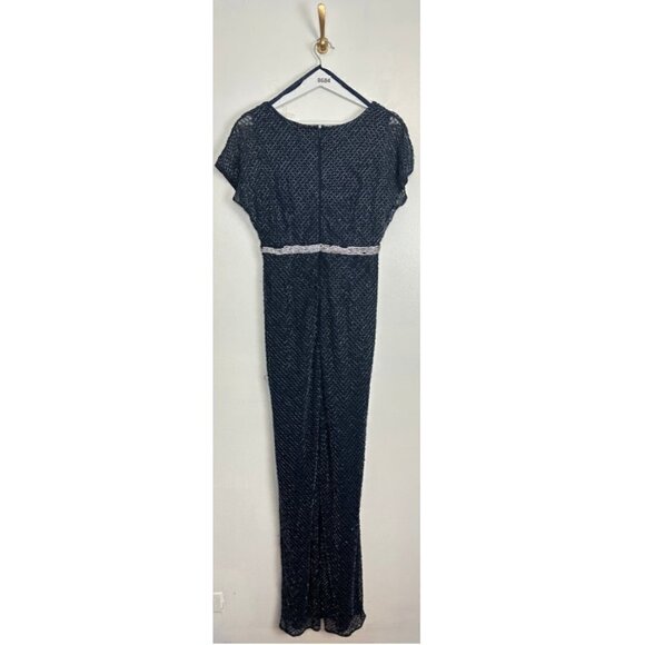 MAC DUGGAL Beaded Butterfly Sleeve Column Gown in Midnight Size US 6 NWT - Picture 8 of 12